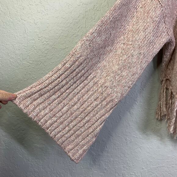 VENUS Sweater Turtle Cowl Neck Knit Ribbed Bell Sleeve Fringe Hem Cozy Warm NWT - Picture 8 of 13